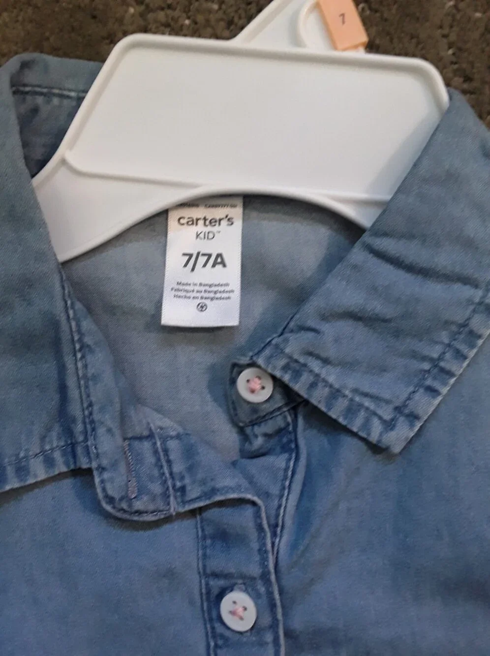 Carters Size 7 Blue Chambray (Soft Denim) Shirt Dress with Waist tie